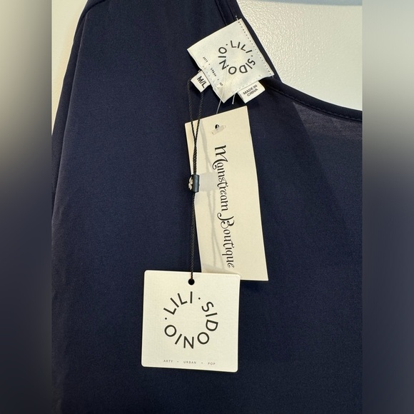 Lili Sidonio Navy Blue Back Cut Out Dress Size M/L NWT - Picture 10 of 14